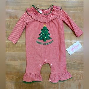 Merry Christmas Bonnie Baby onesie striped bodysuit baby girls dress jumpsuit